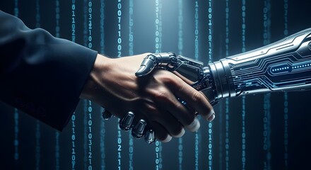 Artificial intelligence handshake technology future innovation digital transformation synergy