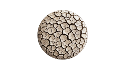 Cracked Earth Sphere Isolated on White