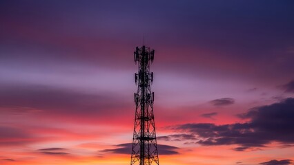 Fototapeta premium cell tower at sunset