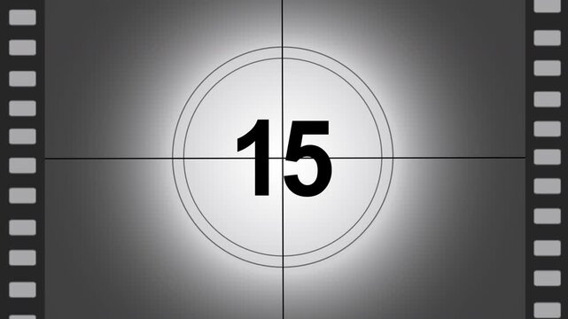 movie countdown from 20 to 0 seconds, old movie countdown twenty seconds from dark theme to light theme
