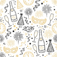 Golden New Year 2026 Party Celebration Pattern