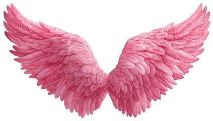 Soft pink feathered wings on black background, airy and light