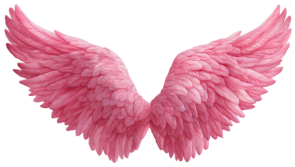 Soft pink feathered wings on black background, airy and light