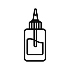 Glue bottle icon with applicator tip, adhesive liquid, stationery supply, vector illustration.