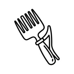 Hair pick comb line art illustration for styling curly afro textured hair tool icon