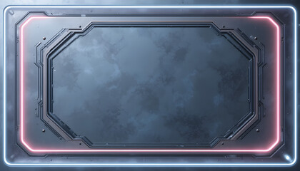 Futuristic neon frame with metallic texture, perfect for sci-fi designs and modern digital art projects, bringing a dynamic, technological feel to your work