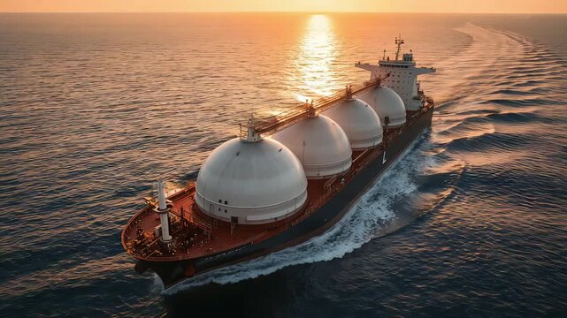 Serene ocean journey illuminated by sunset with peaceful surroundings