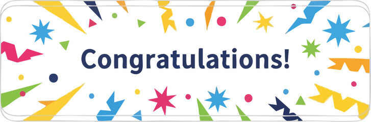 Festive Congratulations Banner with Confetti and Stars for Celebratory Occasions
