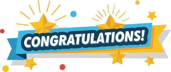 Congratulations Ribbon with Stars Illustration for Success and Achievement