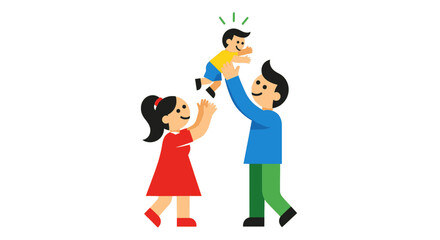 Father Playing Cheerfully With His Children at Home