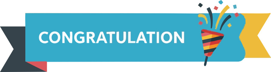 Congratulations Banner with Celebration Elements for Greeting Cards and Success Announcements