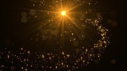 sun light flare golden dust glitter shining stars and bokeh lights trail animation, new year and christmas social media motion design element - Powered by Adobe
