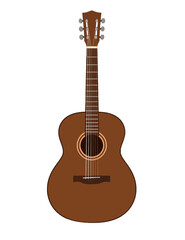 Fototapeta premium Brown Acoustic Guitar Flat Design Illustration