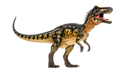 Rendered side view of a detailed toy replica of a carnivorous prehistoric reptile