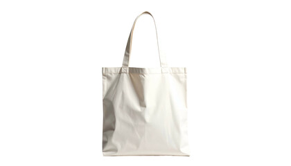 Plain cream-colored tote bag with handles against a stark black background