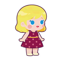 Fototapeta premium Cute Blonde Girl Vector Illustration