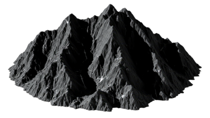 Dark Mountain Range Isolated on White Background