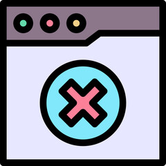 Error Close Browser Window Lineal Colour Style Vector Icon