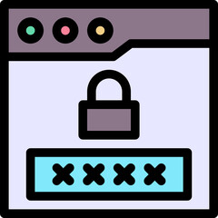  Password Lock Security Window Lineal Colour Style Vector Icon