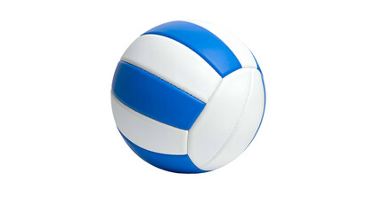 Close-up 3D render of a volleyball, featuring blue and white panels