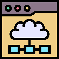 Cloud Network Browser Window Lineal Colour Style Vector Icon