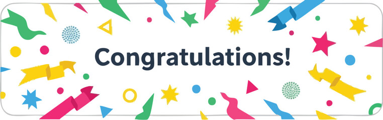 Celebration Burst A Festive 'Congratulations' Design with Colorful Confetti