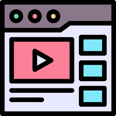 Video Content Browser Window Lineal Colour Style Vector Icon