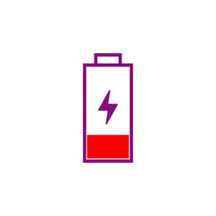 Red battery icon isolated on white background is a 3d vector illustration and business symbol design element representing a calendar day number or power concept