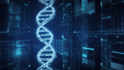 Digital DNA Strand - Futuristic Science and Technology Visualization.