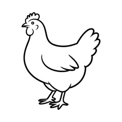 Simple line drawing of a chicken standing profile view