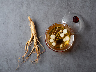 Hot ginseng tea, traditional tea