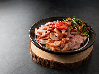 Smoked duck on a plate