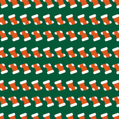 Seamless red sock pattern for Christmas holiday on background.
