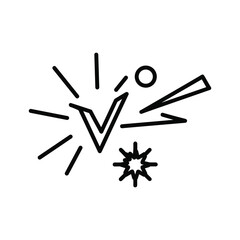 Victory Success Confirmation Icon with Energetic Burst and Forward Arrow