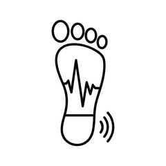 Smart Foot Sensor Icon with Pulse Wave and Wireless Signal for Health Monitoring