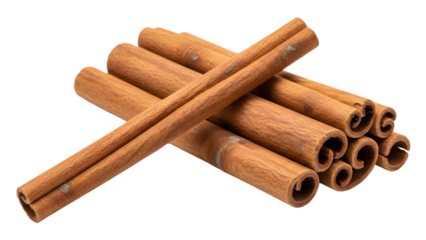 Cinnamon sticks spice aromatic ingredient isolated on transparent background