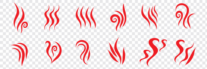 Smoke vector illustration. Smoke silhouette. Steam symbols. Smoking and steaming silhouettes