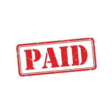 Red paid stamp isolated on transparent background