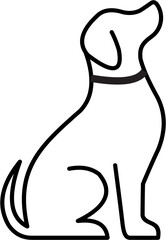 Stylized Sitting Dog Illustration, Black Outline,