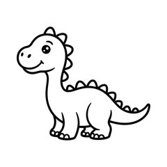 Cute cartoon dinosaur outline for coloring and children s designs