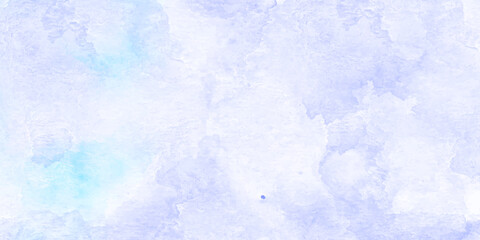 blue watercolor background. Bright blue abstract watercolor sky with soft clouds and icy textures