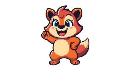 Fototapeta premium Cartoon squirrel waving isolated on transparent background