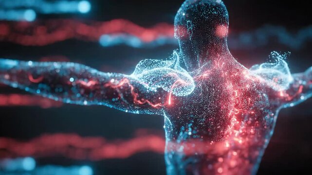 Energy Flowing Through Digital Human Body