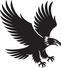 Fototapeta premium Black Eagle Silhouette Flying Wings Spread Wide