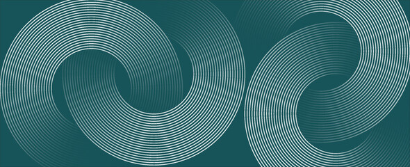 Abstract green glowing geometric lines on gray background. Modern shiny blue circle lines pattern. Futuristic technology concept. Suit for cover, poster, banner, brochure, header, website eps 10