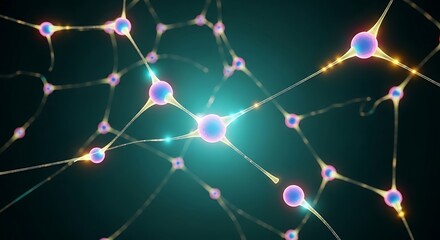 Dynamic neural network with glowing nodes for cutting-edge technology presentations and innovative scientific research, sparking curiosity and modern understanding.