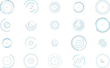 Set of radar icons simple flat vector design elements isolated on white background for use in weather and technology applications