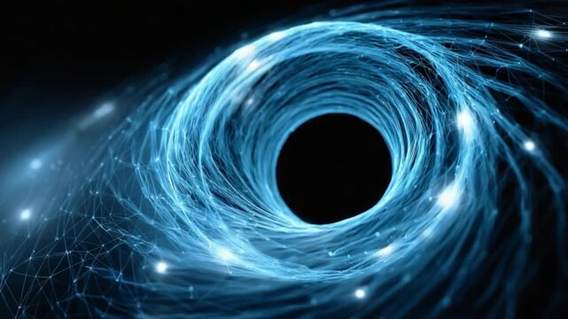 Cosmic Vortex: A mesmerizing depiction of a black hole, swirling with luminous energy against the backdrop of the cosmos, hinting at the universe's most enigmatic secrets.
