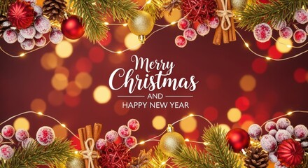 Festive celebration of merry christmas and happy new year holiday theme digital artwork cozy environment close-up view joyful spirit for seasonal greetings