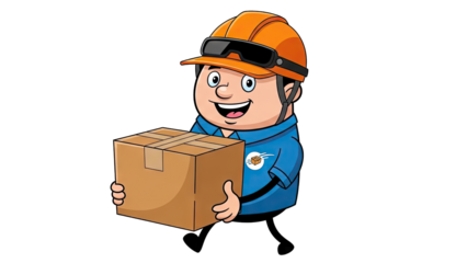 Delivery Man Carrying Package, Smiling, White Background